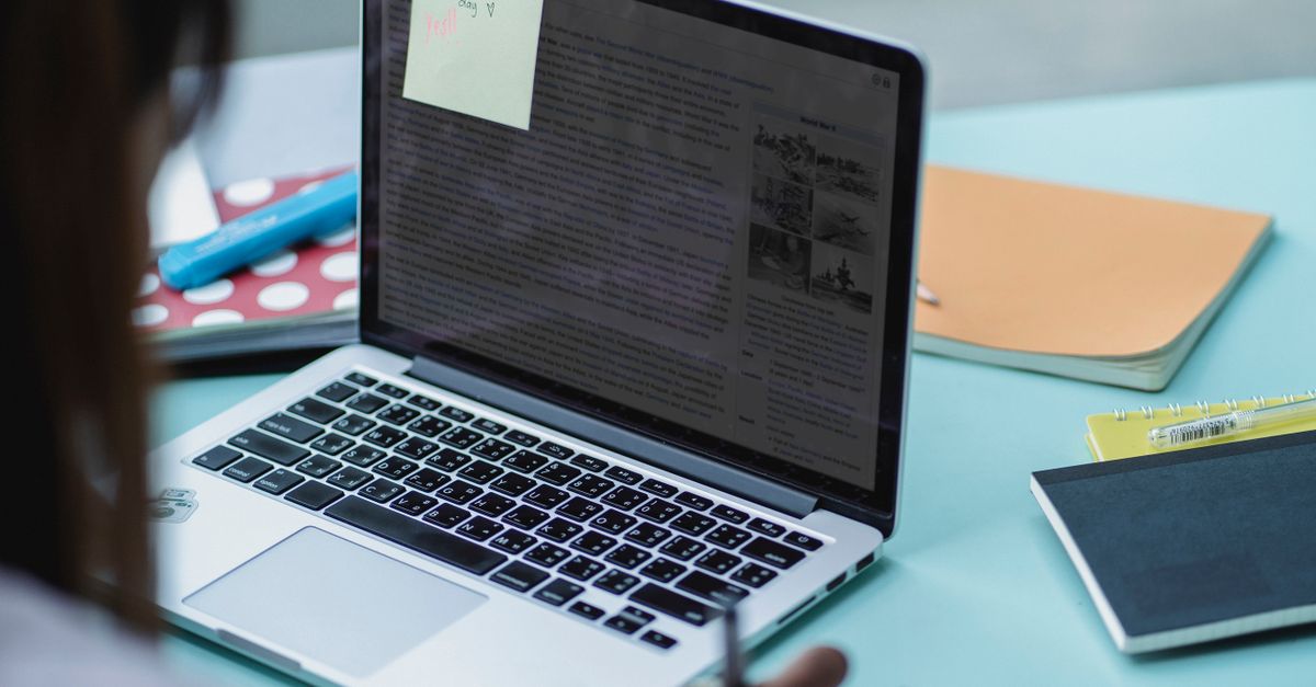Laptop showing a document during Appen search evaluation work in India