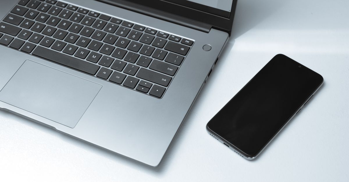 Laptop and phone side by side, comparing a suspicious earning app with a real platform