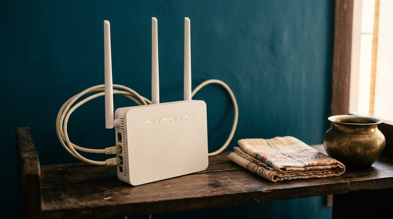 A shared home internet router, the kind of connection that gets Indian applicants rejected on AI platforms