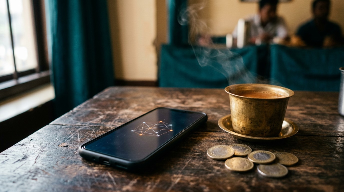 Indian rupee coins and a smartphone on a table illustrating data sell karke paise kaise kamaye.